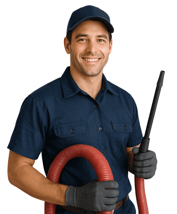 Seabrook TX Air Ducts Cleaning technician standing with HVAC tools