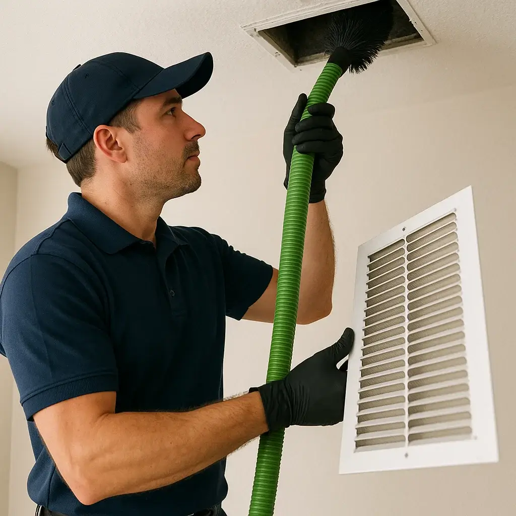 Seabrook TX air duct cleaning technician improving indoor air quality for healthier home 